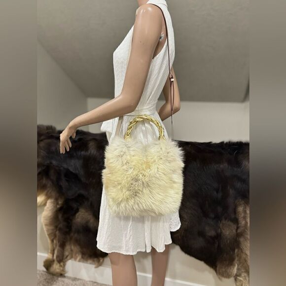 Handmade Genuine Shearling Leather Sheepskin Braided Top Handles Bag/ Crossbody - Picture 4 of 15